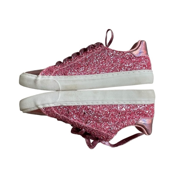 Pink Glitter Shiny Sparkle Fashion Sneakers Women’s Size 7 Barbie Low Top - Picture 6 of 8